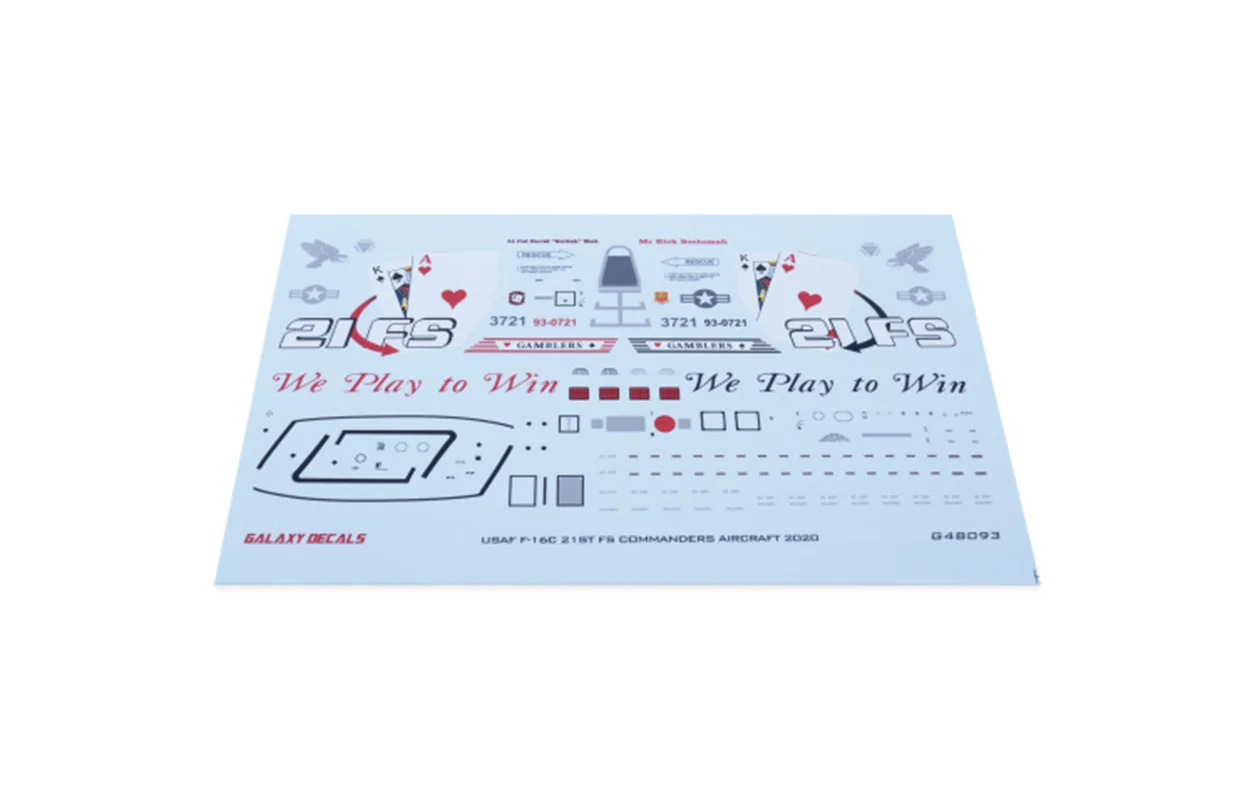 Galaxy G48093 Scala 1/48 USAF F-16C 21st FS Commanders Aircraft 2020 Maschera e decalcomanie per kit modello Kinetic K48100