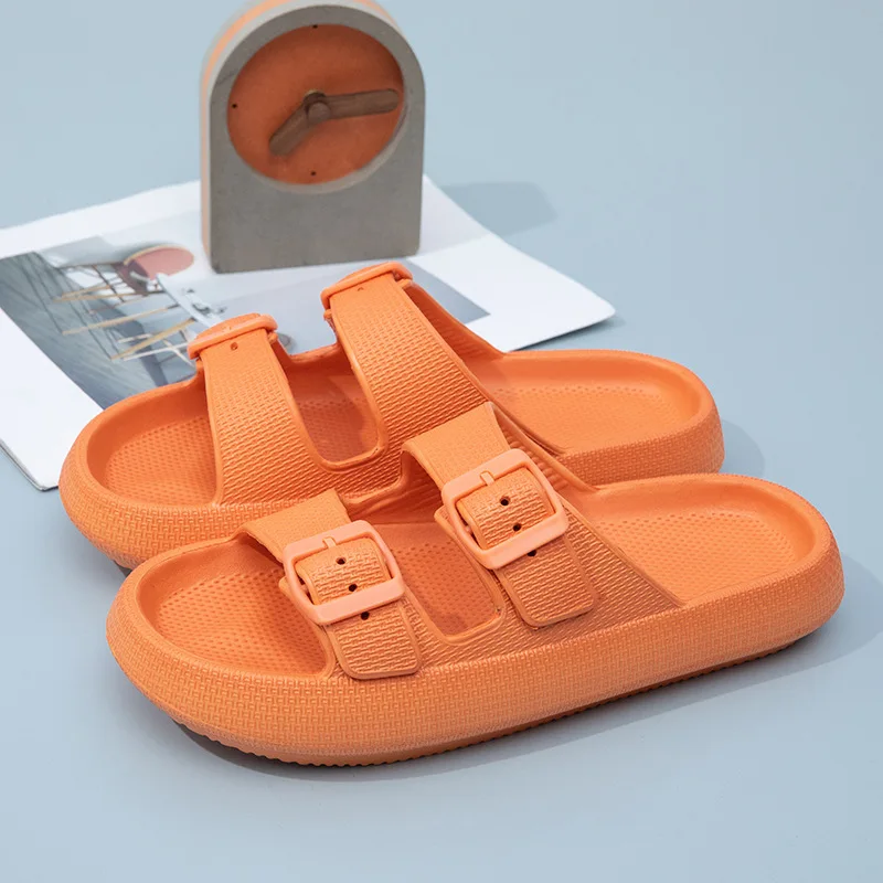 

Thick Platform Cloud Slippers Women Fashion Buckle Soft Sole Pillow Slides Sandals Woman 2023 Summer Beach Non-Slip Flip Flops