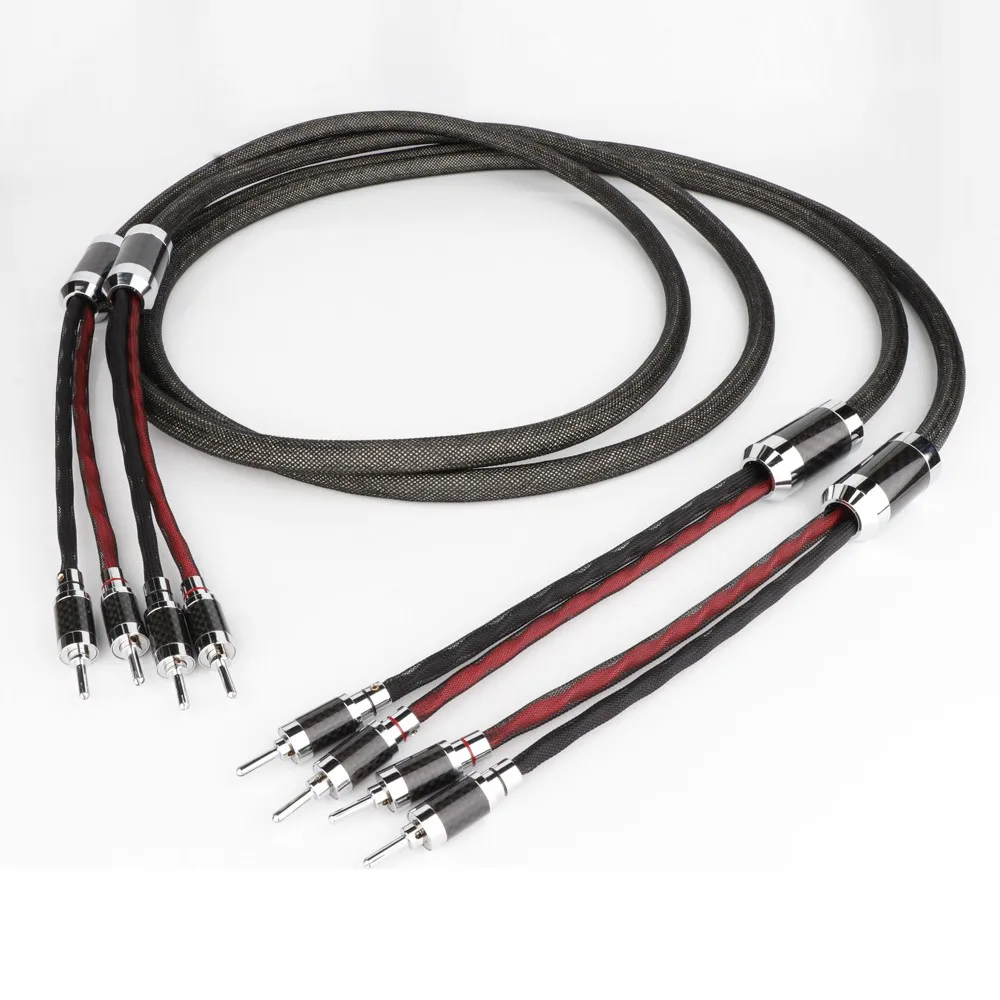 Monosaudio 100% Reine Solide Silber Lautsprecher kabel mit carbon fiber Spaten Stecker Lautsprecher Kabel HIFI banana stecker