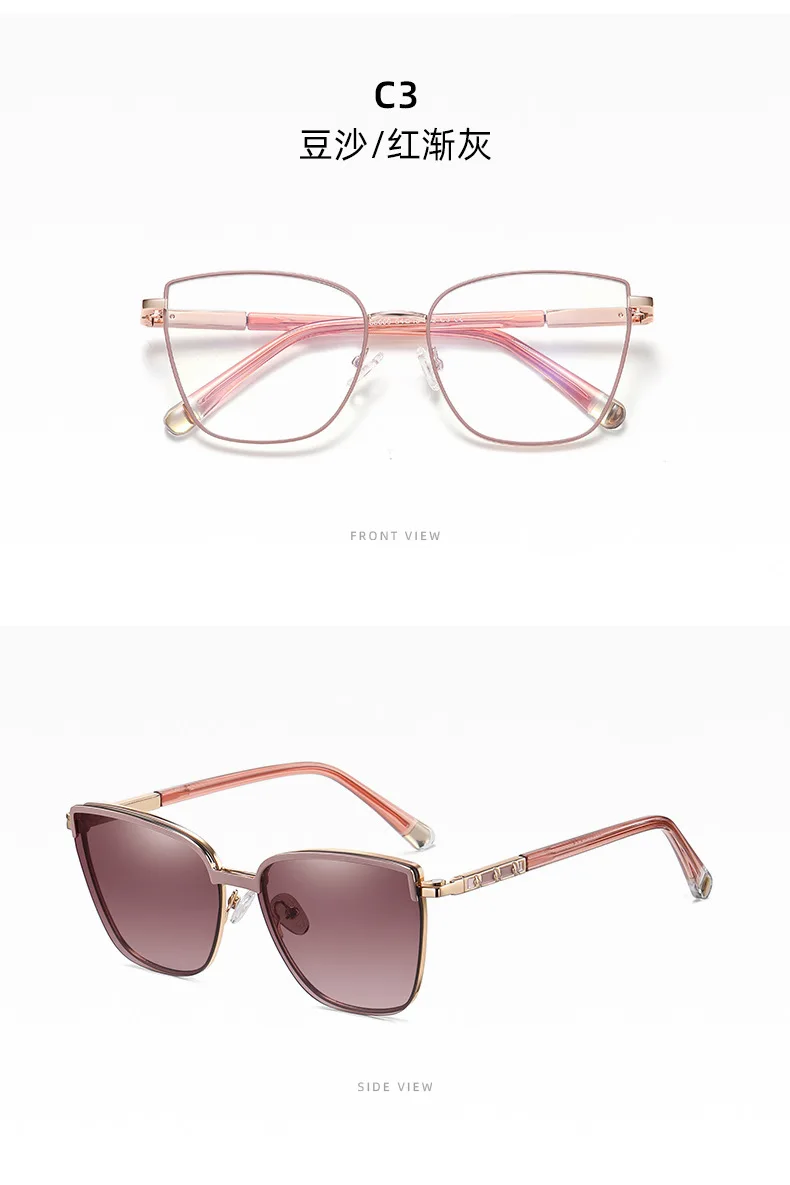 OKH Magnetische Clip-On-Sonnenbrille für Damen, Anti-Blau-Brillengestelle, polarisiert, für Damen, modisch, zum Lesen, Myopie, Grad – Detail 9