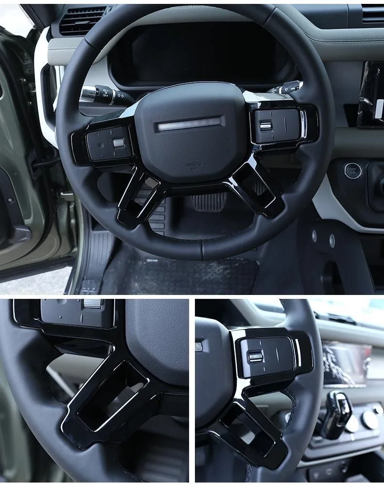ABS Carbon Fiber Style Steering Wheel Frame Cover For Land Rover Defender L663 90 110 Black Edition Car Modification Decorative view 2