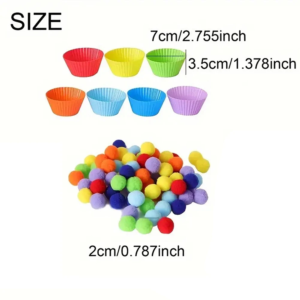 Pom-Pom Color Sorting Atividade Set para Crianças, Brinquedos Educativos Interessantes