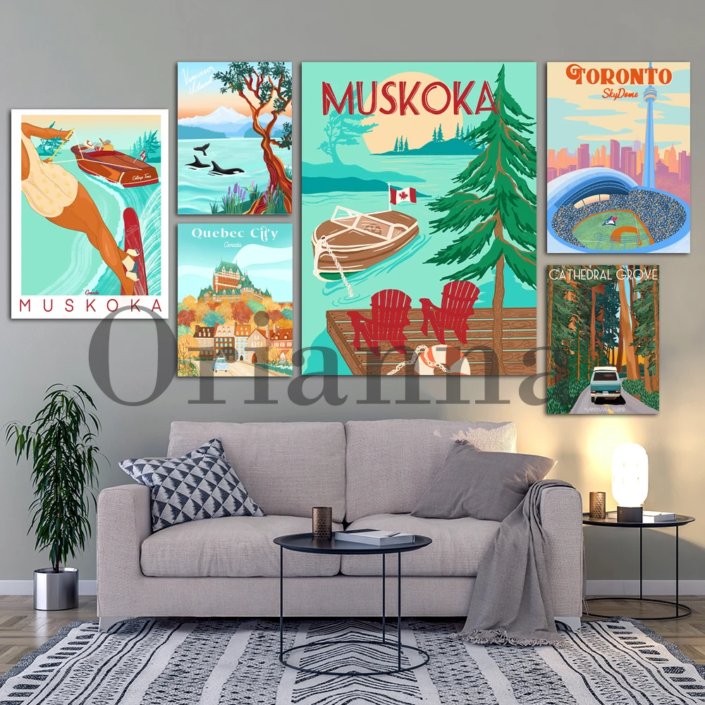 Canada Lake Louise Quebec Niagara Fall Vancouver Tofino West Coast Victoria Muskoka Toronto Travel Poster Surf Wall Art Print