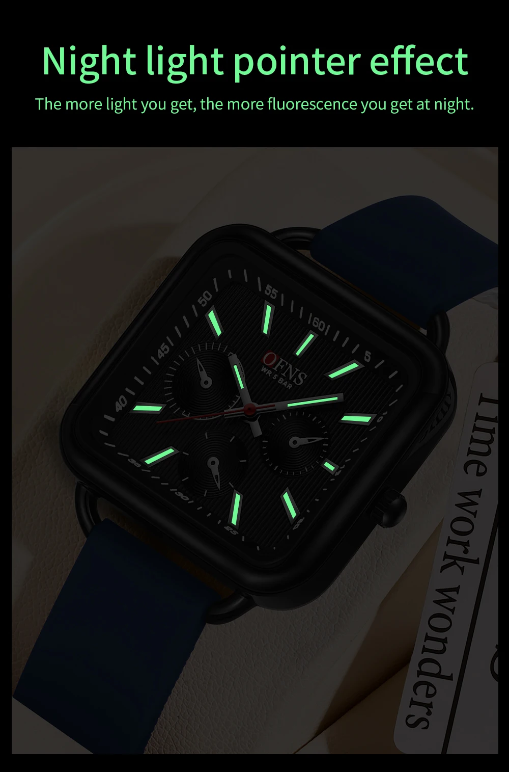 OFNS New 7503 Fashion Men's and Women's Quartz Watch Square Dial Waterproof Night Light Men's and Women's Quartz Watch
