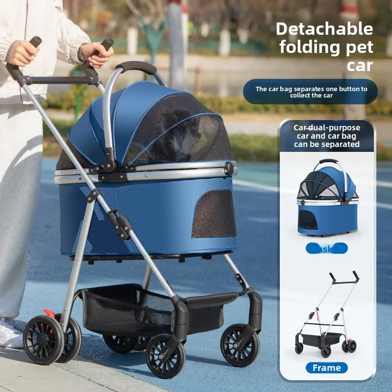 عربة كلب متعددة الوظائف للكلاب المتوسطة/الكبيرة قابلة للطي مقعد الحيوانات الأليفة واسعة في الهواء الطلق الكلاب الناقل الحيوانات الأليفة السفر التنقل الحل