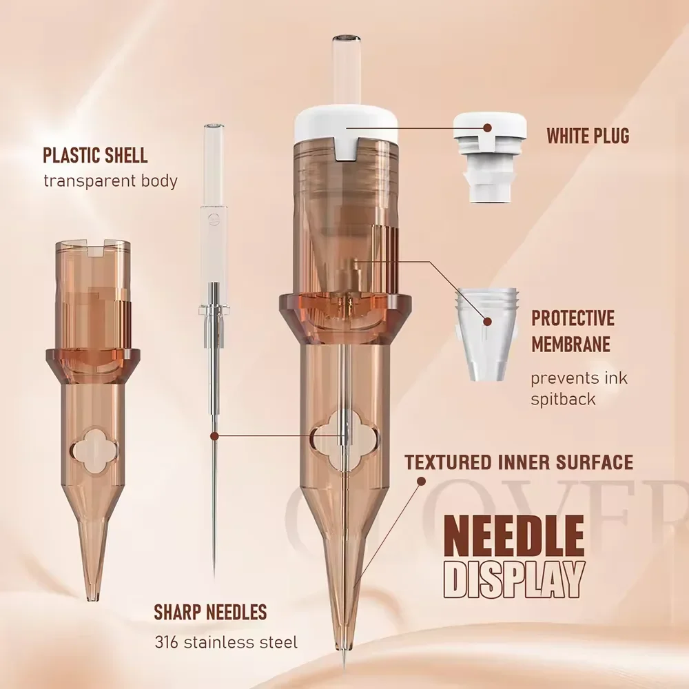 Textured Inner Surface of Tip CE Certified Disposable Permanent OEM Tattoo Needles Cartridges