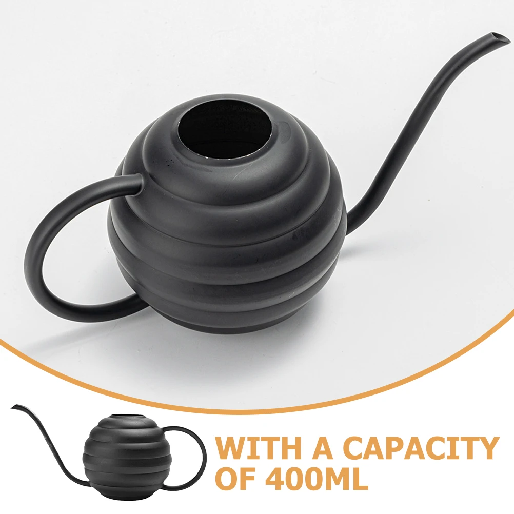 

400ml Stainless Steel Watering Can Black Small Metal Spray Pot for Plants Garden Tools Spout Outdoor