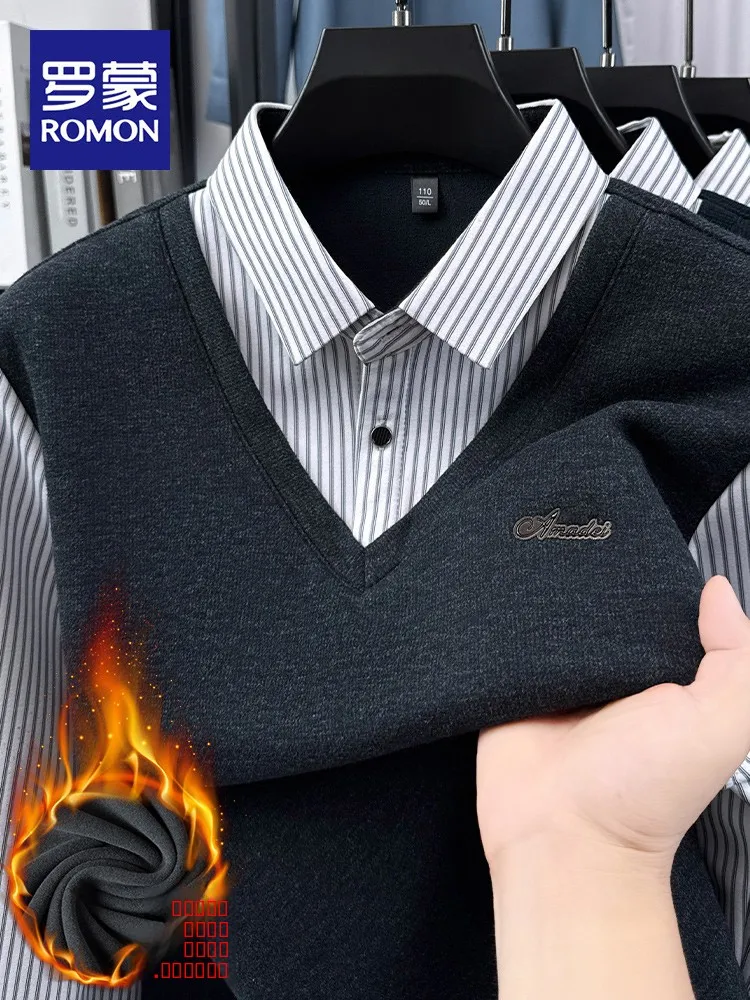 

Мужской полосатый вязаный свитер Thiened Fce, теплый базовый слой для делового стиля, повседневный, для поездок на работу, из полиэстеровой смеси