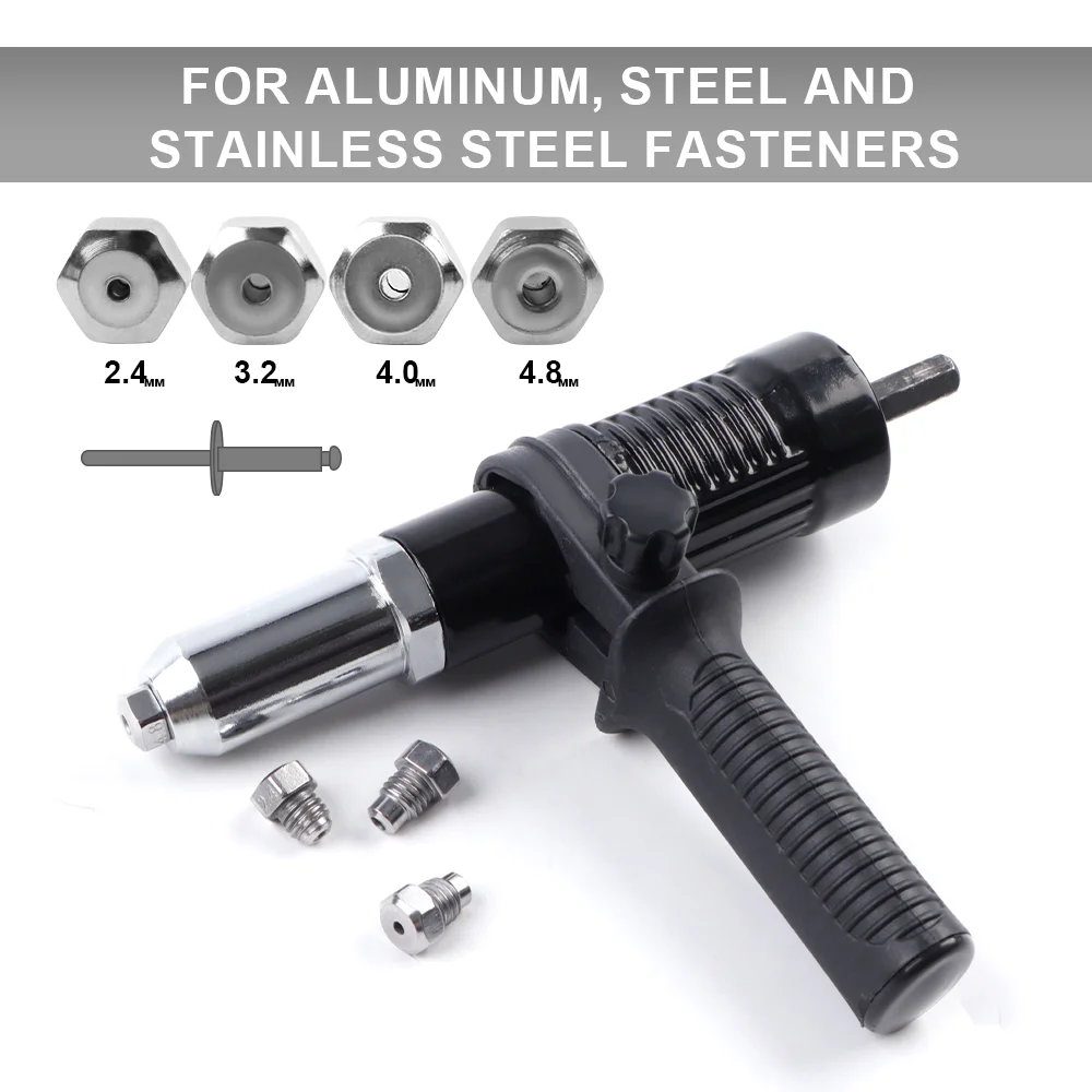 Quick & Easy Rivet Pulling Drill Bit Adapter with Hex Shaft Professional Rivet Gun Adapter,2.4/3.2/4.0/4.8mm,Cordless Rivet Gun