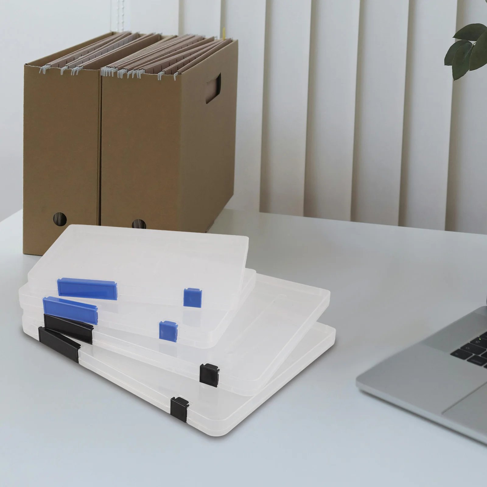 4pcs File Folder Storage Box A5 Large Capacity Transparent Document Container Office Organizer Portable Case Foldable Buckle PP