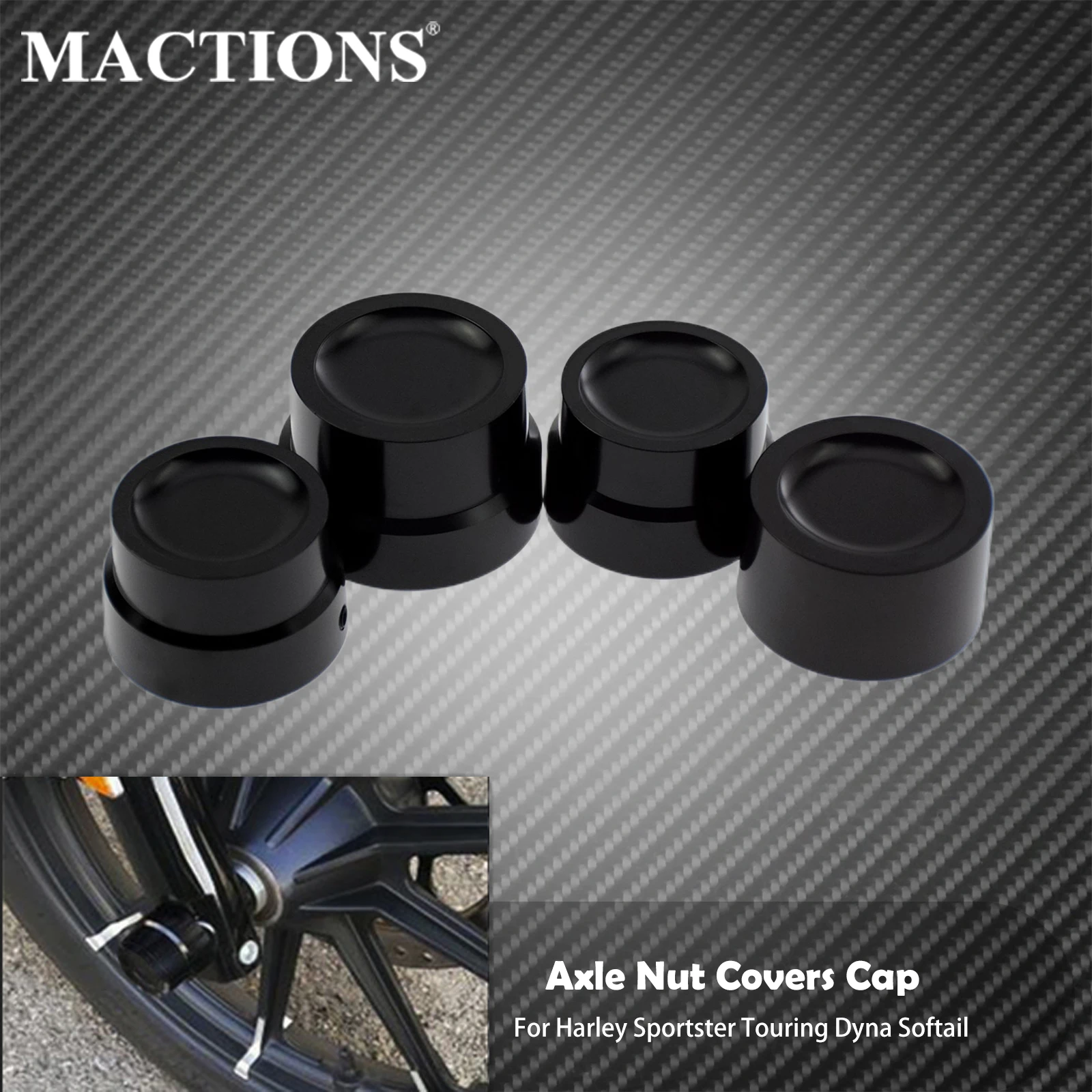 Black Front Rear Axle Nut Covers Cap For Harley Sportster XL 883 1200 Dyna Softail Fat Boy Touring Street Road Electra Tri Glide