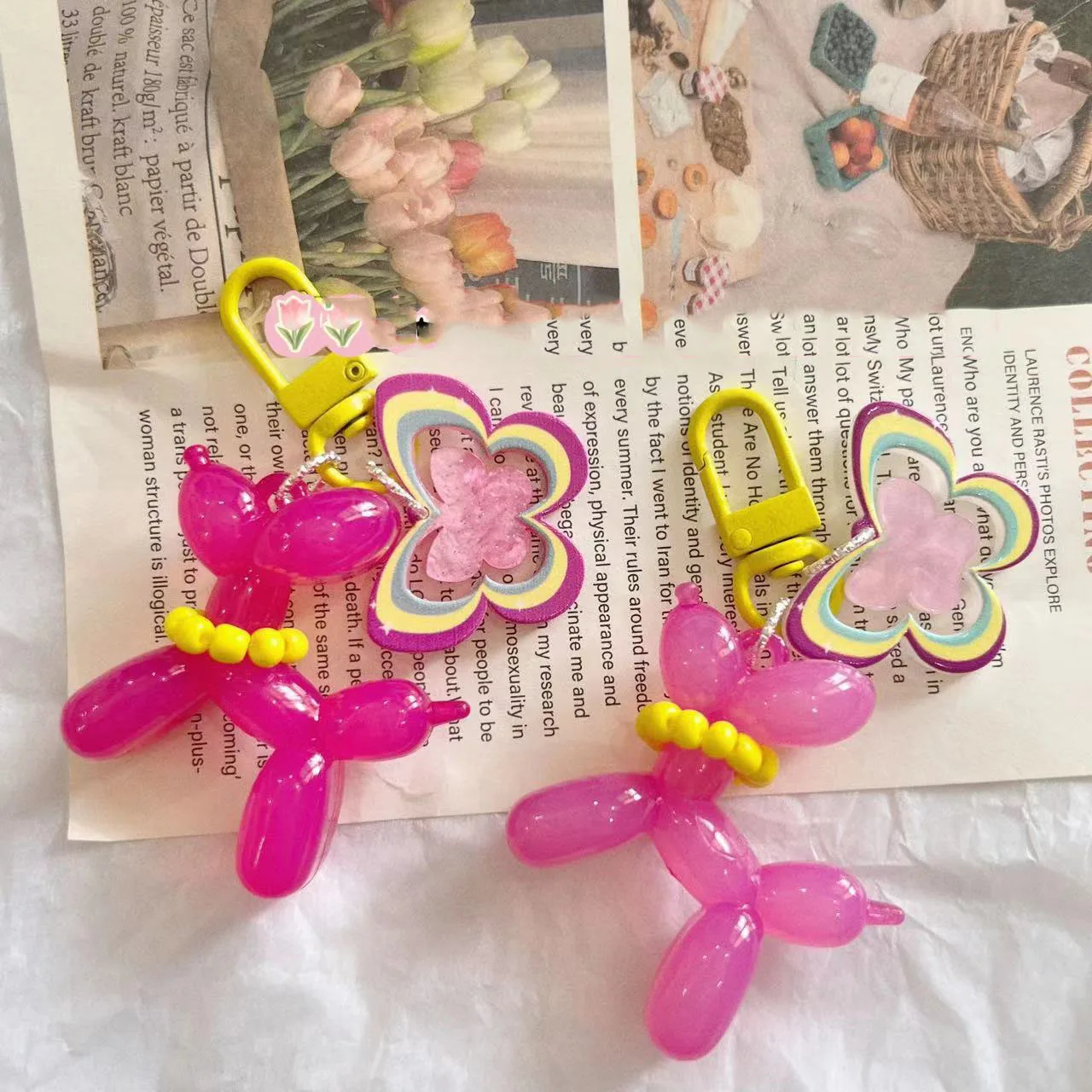 Kawaii Balloon Dog Keychain Models for Girls Sweet Ins Style Balloon Dog Phone Chain Key Buckle Accessories Bag Pendant Toys New