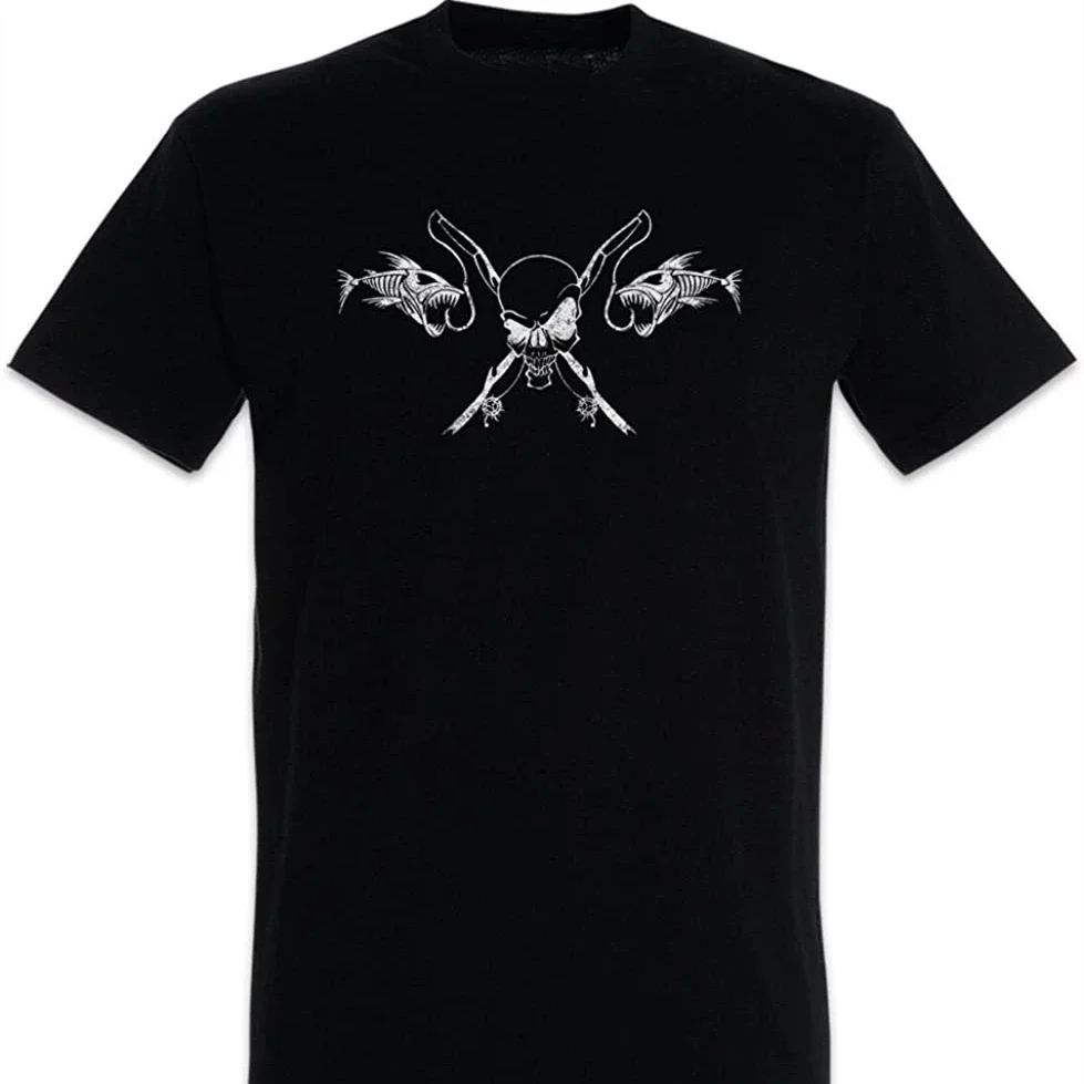 

Fishing Skull Camiseta De Hombre T-Shirt Men's 100% Cotton Casual T-shirts Loose Top Size S-3XL