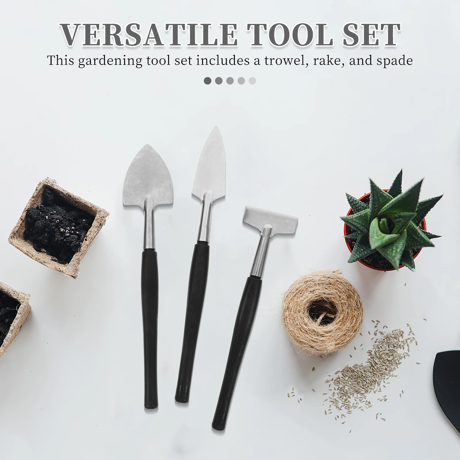 

2 set 2 Sets Mini Garden Tools Set Durable Metal Shovel Spade Rake Compact Gardening Kit For Plants Flowers Soil Digging