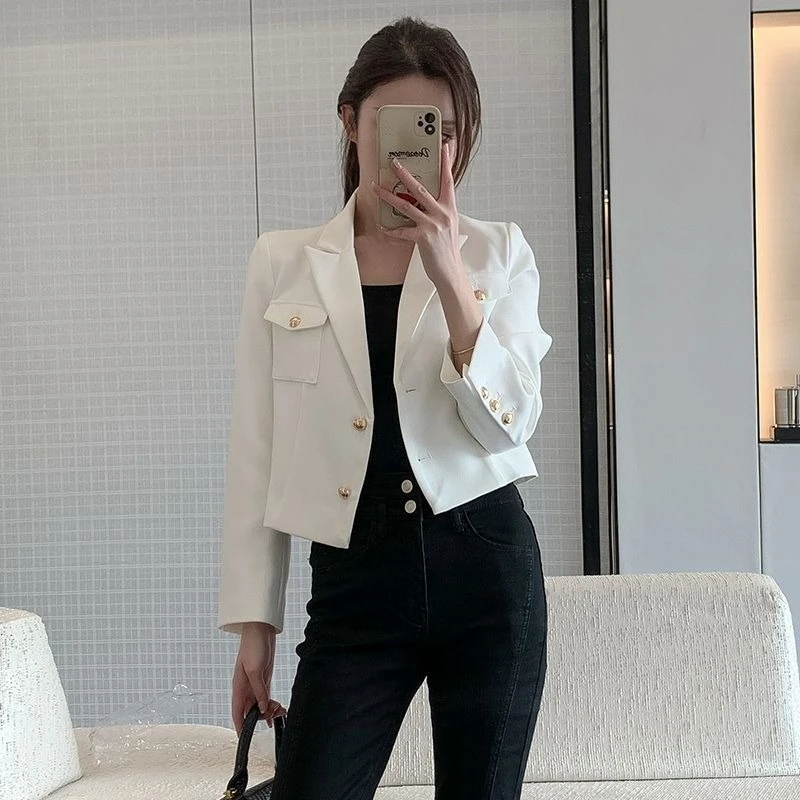 

Новое поступление, женский короткий белый пиджак длиной, миниатюрный, приятный, элитный повседневный стиль, весенне-осенний наряд