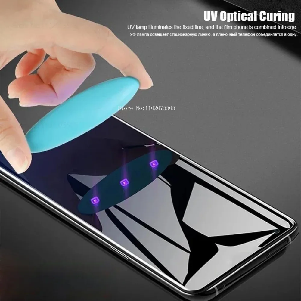 2PCS UV Flüssigkeit Kleber Screen Protector Für Samsung Galaxy S22 S24 S23 Ultra Note 8 9 10 20 S9 S10 S20 S21 Plus S24 Gehärtetem Glas