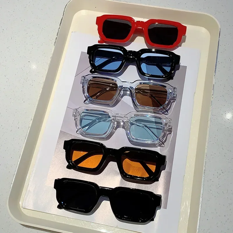 

New Men Vintage Rectangle Frame Sunglasses Fashion Retro Sun Glasses Luxury Brand Design Glasses UV400 Eyewear Women Goggles