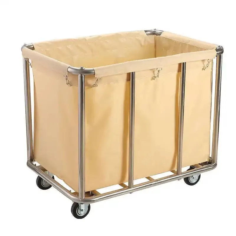 

Heavy Duty Stainless Steel Linen Trolley Cart Laundry Cart Housekeeping Cleaning Trolley