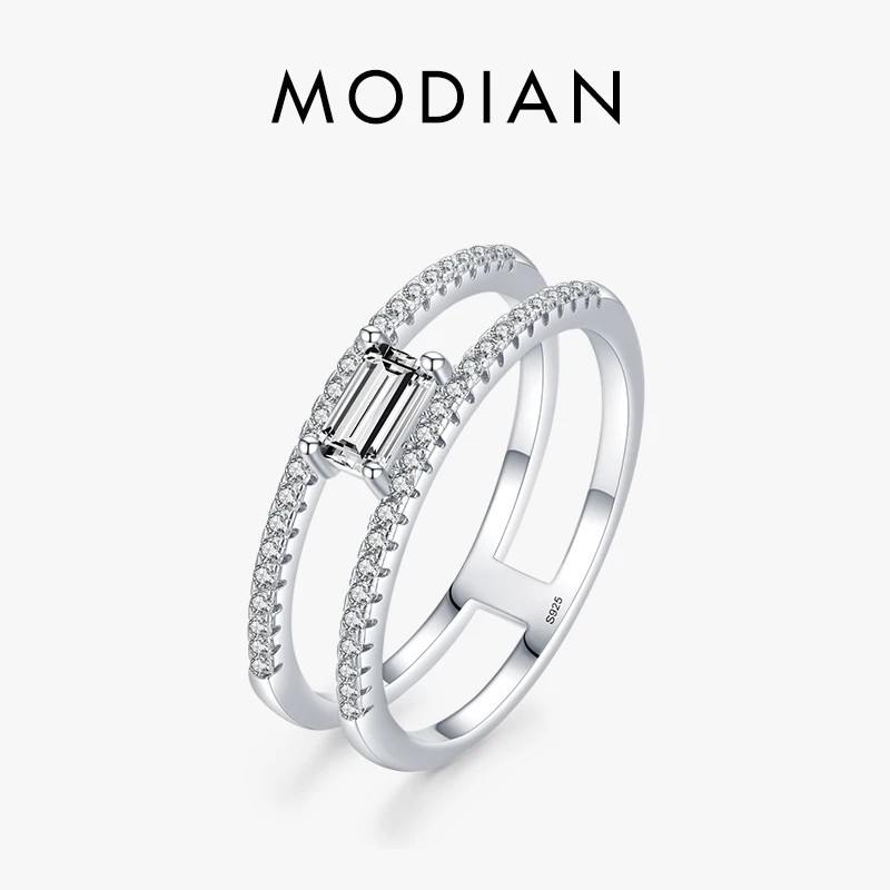 

MODIAN Authentic 925 Sterling Silver Dazzling Zirconium Luxury Style Ring For Women Wedding Engagement Band Fine Jewelry Gifts