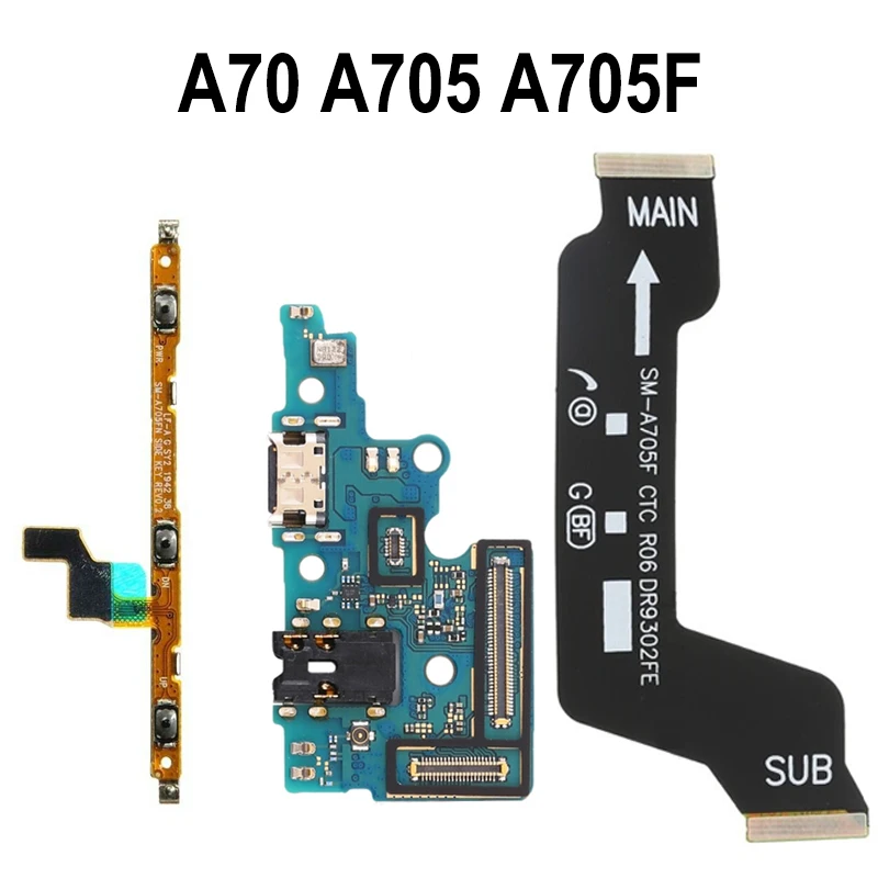 GEFENSI For Samsung Galaxy A70 A705F A705DS A705FN Power Volume Side Button Strip Mainboard LCD USB Charing Board Microphone Fle