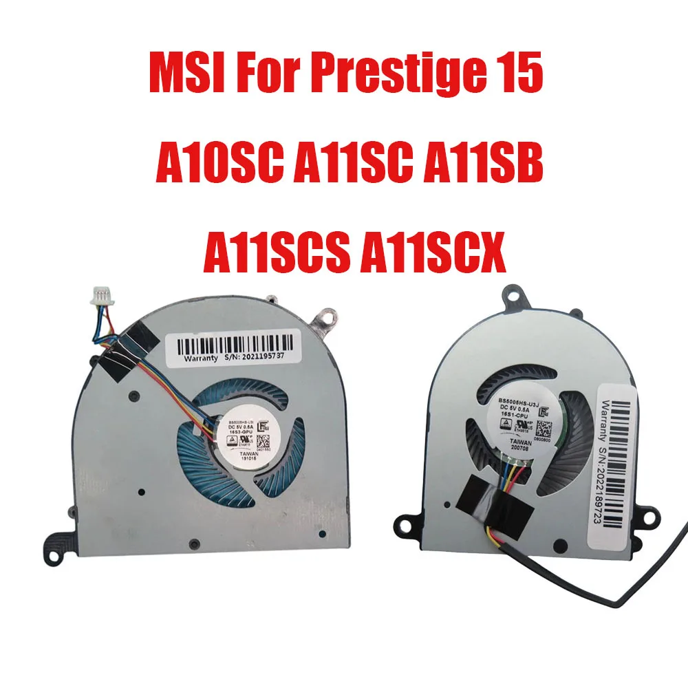 For MSI For Prestige 15 A10SC A11SC A11SB A11SCS A11SCX DC5V 0.5A 4PIN Laptop CPU GPU Fan
