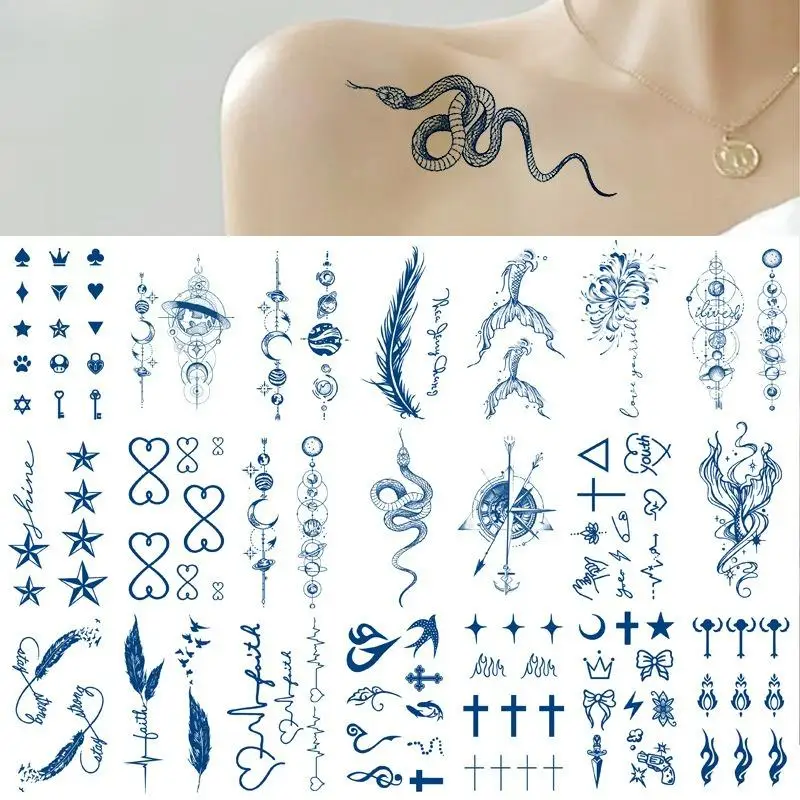 

Новые татуировки-наклейки Волшебная татуировка Водонепроницаемая долговечная 15-дневная временная татуировка Поддельные минималистичные татуировки для мужчин и женщин