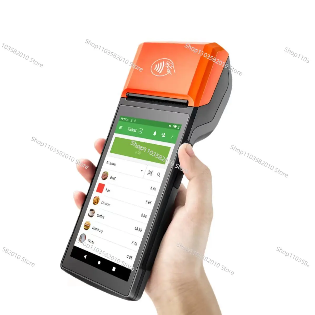 Loyverse 5.5 Inch Android 14 Handheld POS Machine with NFC Wi-Fi USB Connectivity Touch Screen Mobile Ticket Machine