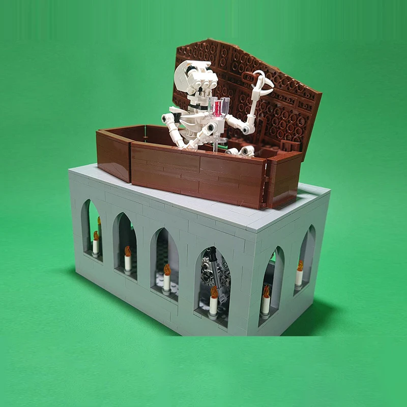 City Street View Model MOC Building Bricks Halloween Automata Skull Modular Technology Gifts Holiday Assemble Children Toys Suit