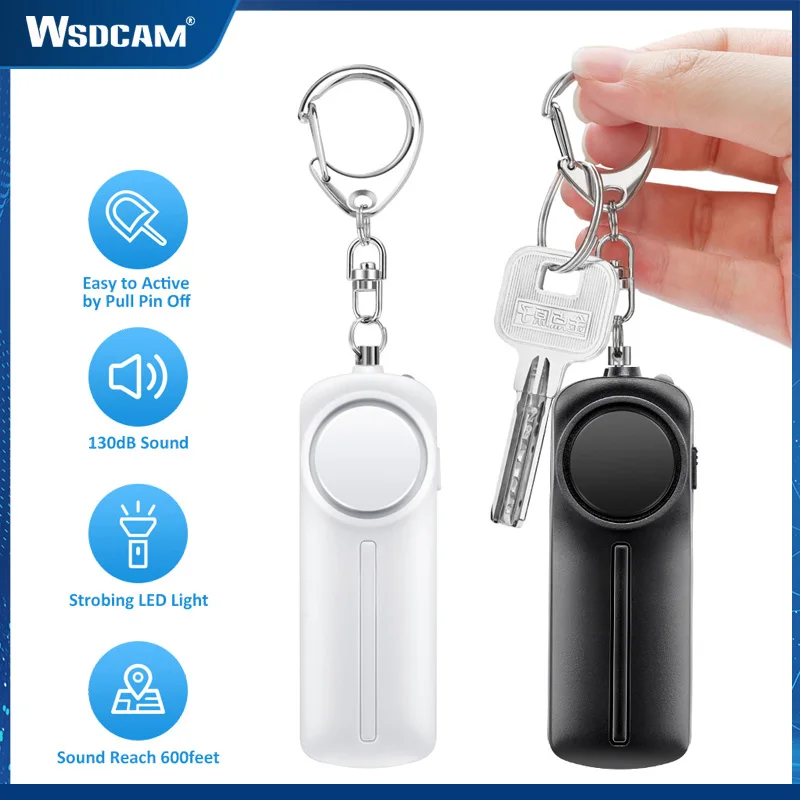 Wsdcam Portable Personal Security Alarm with Keychain 130dB Siren Self Defense Panic Alarm For Women Child Security Protection