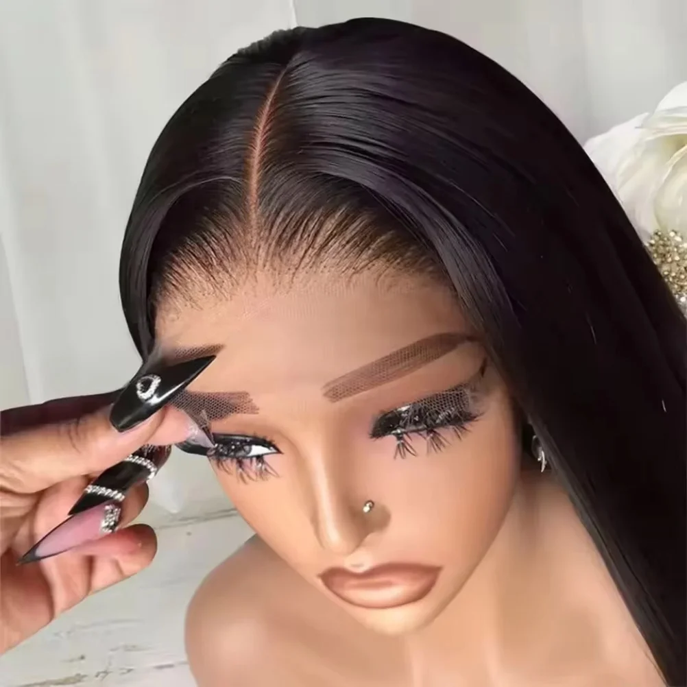 16 42 Inch 13x6 13X4 HD Transparent Straight Lace Frontal Wigs 5x5 Glueless Wear and Go Brazilian Human Hair Wig 250 Density for Women