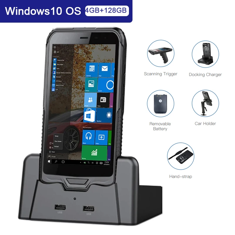 MI62H Windows10 PDA 6inch 1D 2D Barcode Scanner Reader 4GB RAM 128GB ROM Mobile Data Collector Rugged Tablet PC Bluetooth NFC 4G