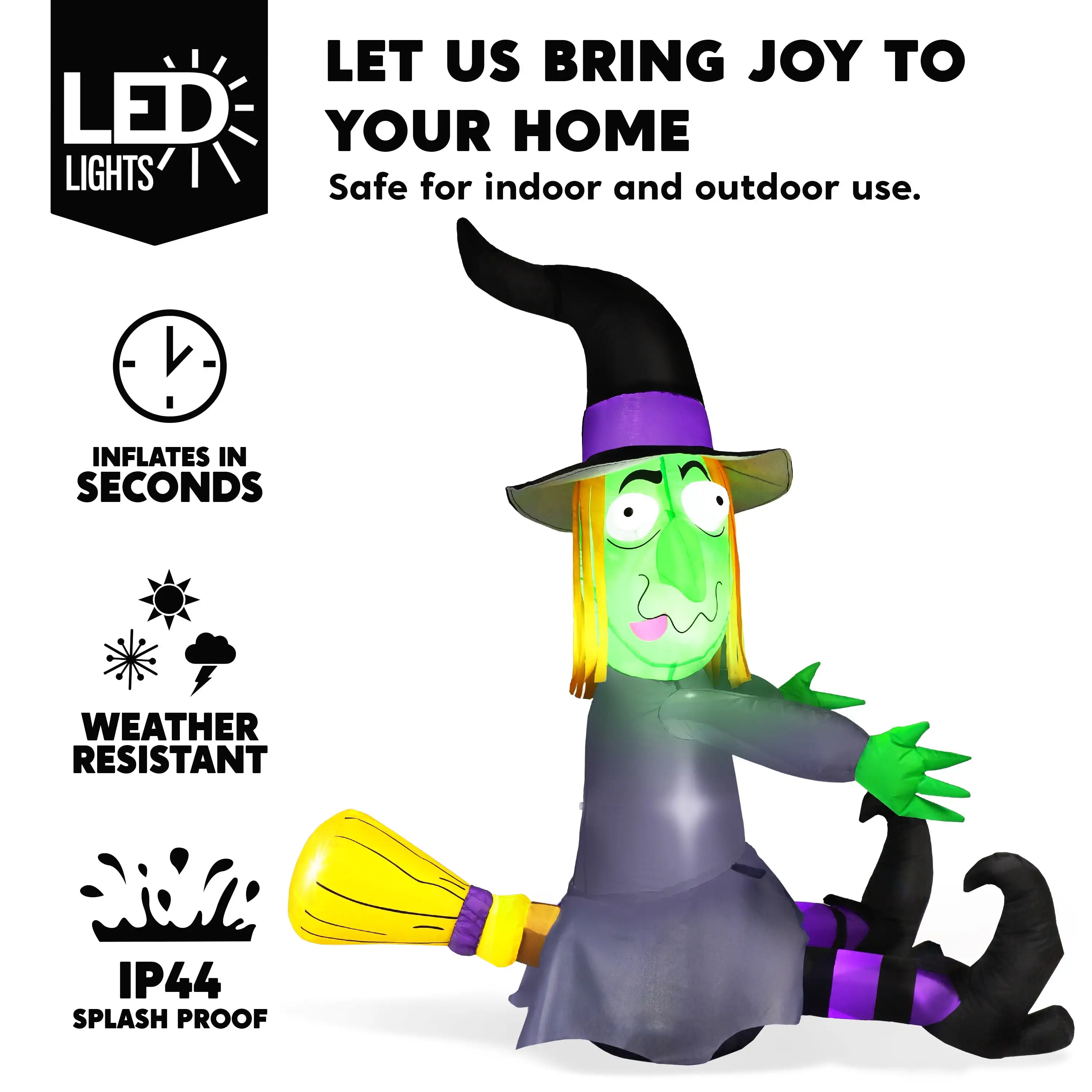 Joyfy 4 أقدام الهالوين نفخ الساحرة في الهواء الطلق تحطم في شجرة الزينة تفجير المطاطية زينة ساحة الهالوين #3