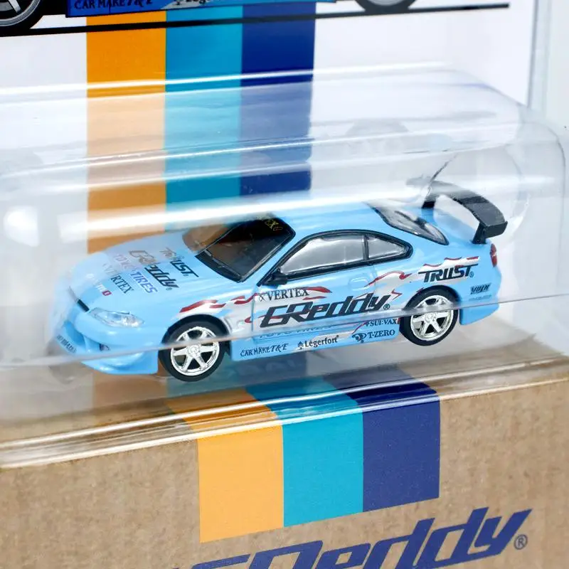 Tarmac Works 1/64 VERTEX NISSAN Silvia S15 GReddy Legering Speelgoed Motor Diecast Metaal Model Gift