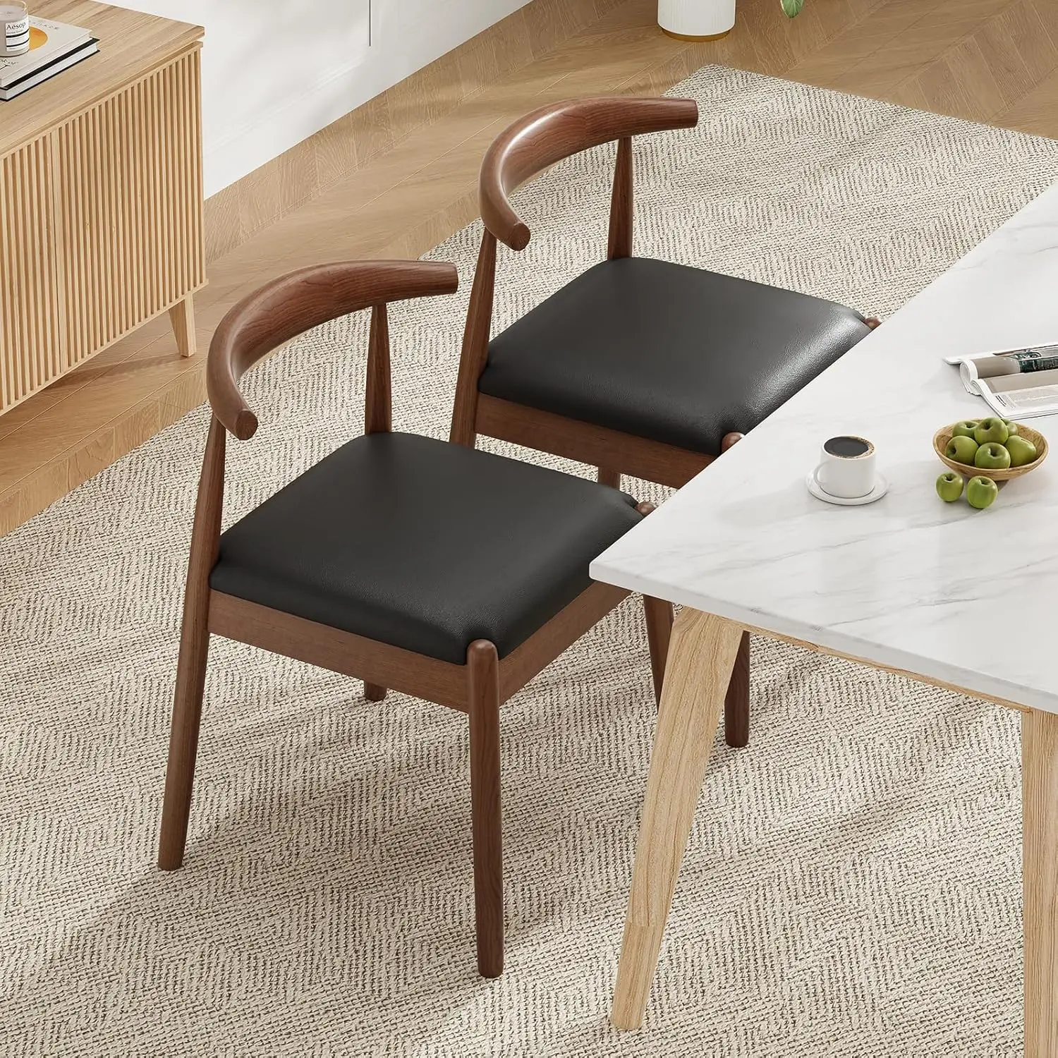 Dining Chairs Set of 2, Mid-Century Modern Kitchen & Dining Room Chairs with Solid Wood Legs, for Home image 5