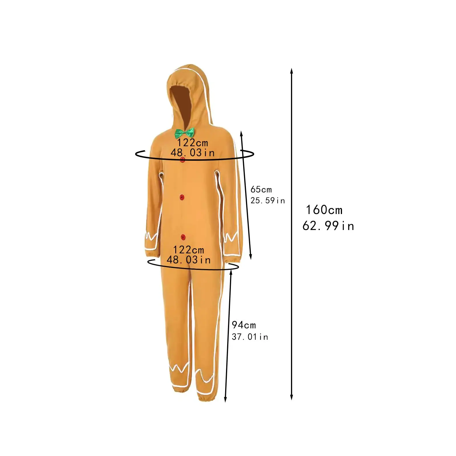 Christmas Outfit Gingerbread Costume for Holiday Halloween Festival Photo Prop