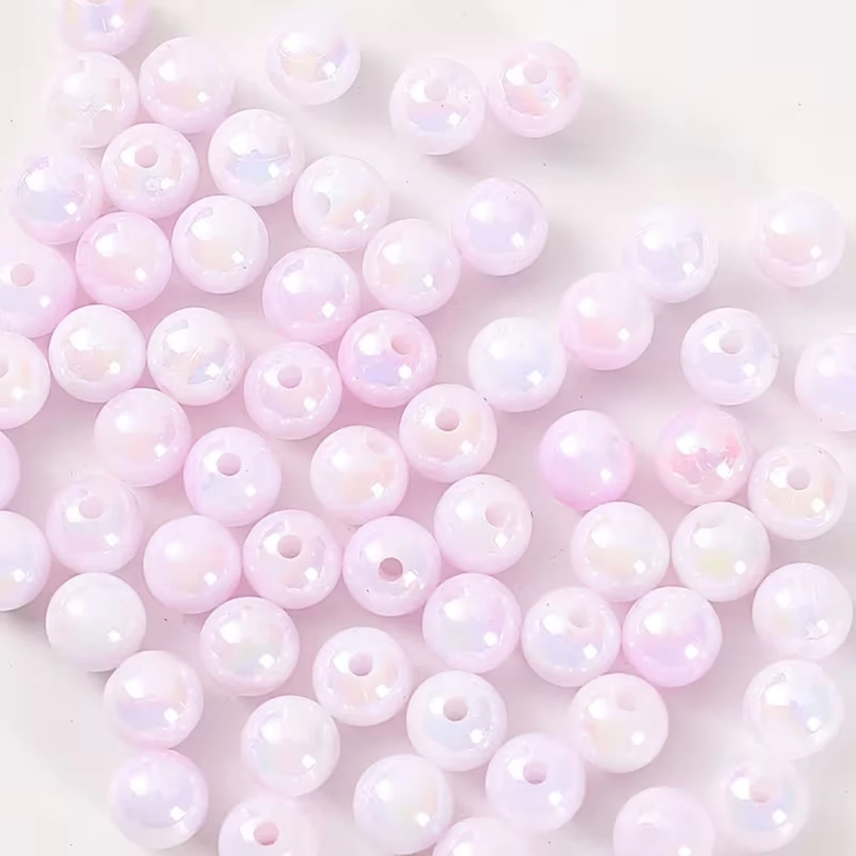 8mm 100pcs Pink Cute And Beautiful Dual AB Color, Acrylic Beads, Suitable for DIY Making Couple Bracelets, Valentine'S Day Beads - view 3