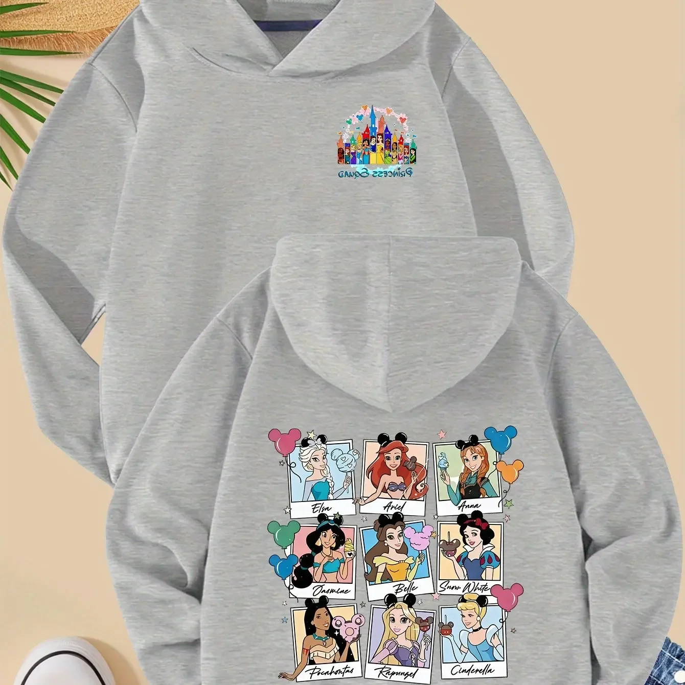 سترة بقلنسوة لأميرات ديزني للفتيات - هدية عيد ميلاد وعيد الميلاد باللون الوردي الباستيل مع سندريلا لسترة أرييل للأطفال الصغار #4