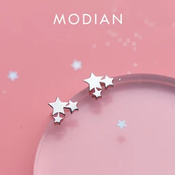 Modian 2025 New Classic Cute Stars Charm Stud Earrings for Women 925 Sterling Silver Fashion Jewelry Pendientes Brincos