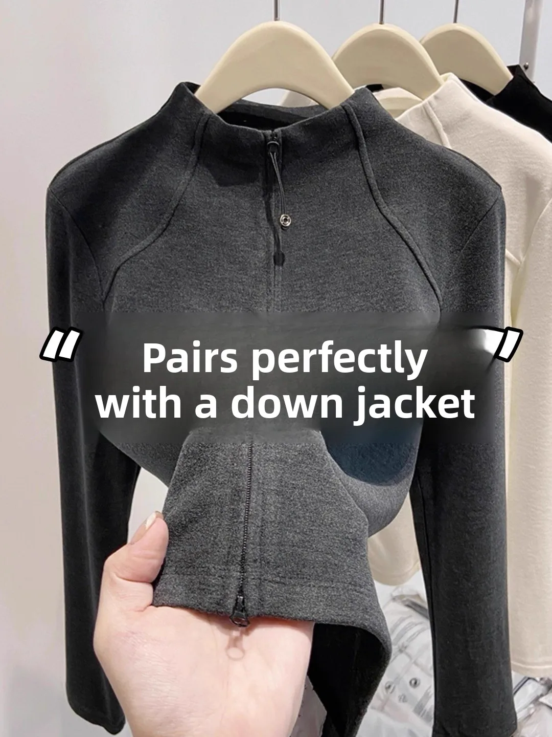 Profundo ey acolchoado para baixo Jaet feminino fino ajuste pulôver f gola alta cardigan sle roupa interior para outono inverno