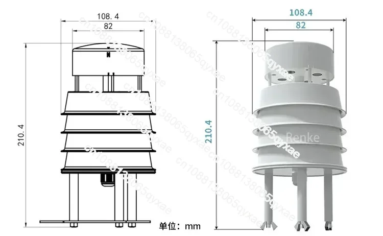 Renke RS-FSXCS-*-3 RS485 Output Outdoor CE Smart Analog Compact Ultrasonic Automatic Weather Station