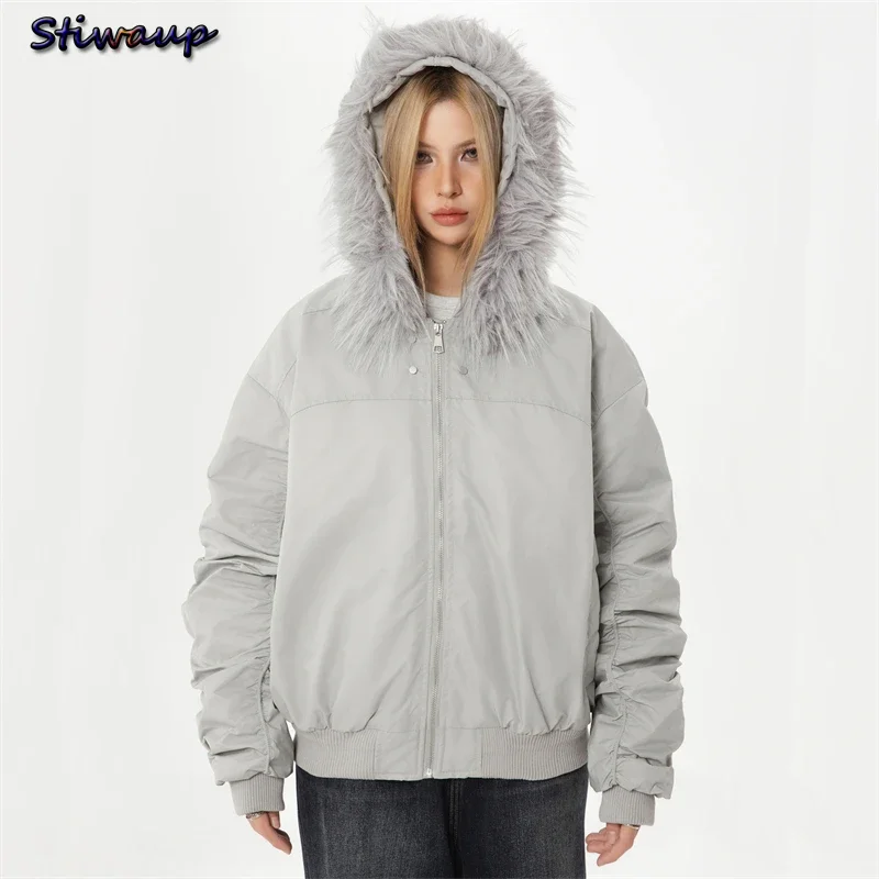 Women's Winter Down Jacket with Hood Female Winter 2024 Lightweight Padded Women Short Down Padding Jacket with Fur for Women