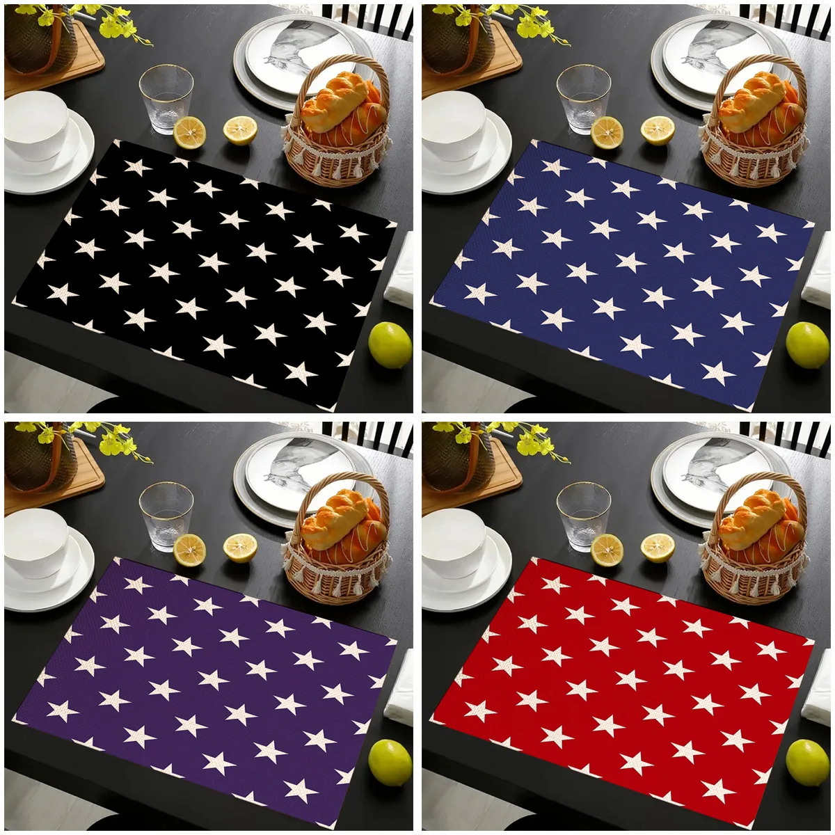 4/8Pcs Star Style Meal Mat Style Placemat Linen Mat Dining Room Kitchen Decor Accessories Anti Slip And Heat-insulating Mat