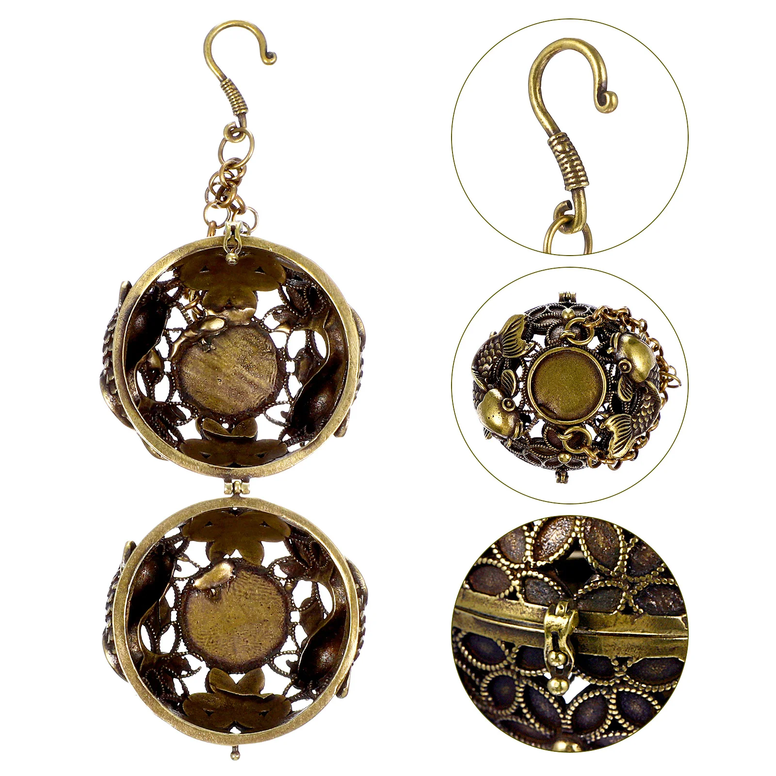 

Stylish Hanging Incense Holder Ball Openable Copper Censer for Solid Essential Oil Aromatherapy Home Decoration Living Room