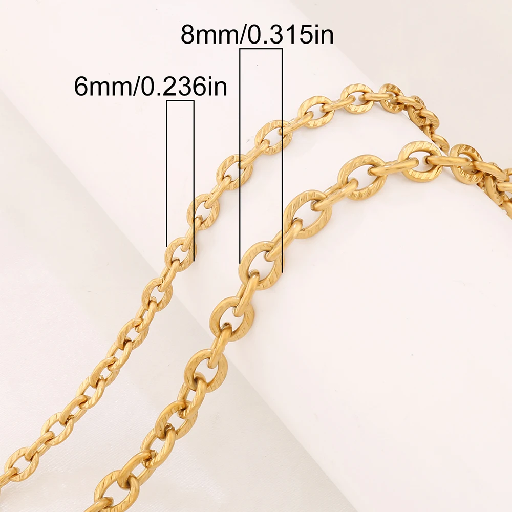 100cm Stainless Steel Textured Cable Chains Findings O Shape Chain for Jewelry Making DIY Necklace Bracelet Supplies Accessories