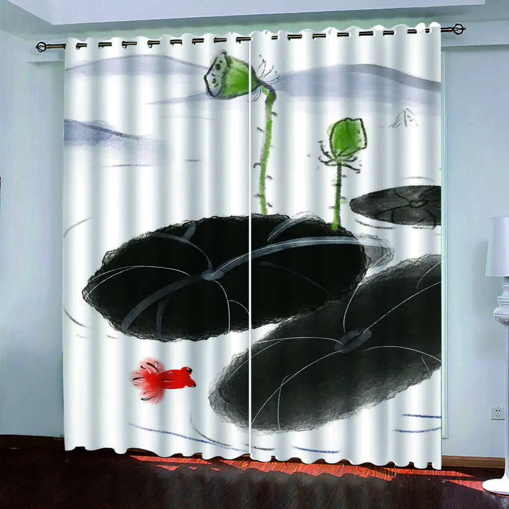 black leaf curtains louts Thick shading soundproof windproof curtain 3D Curtains