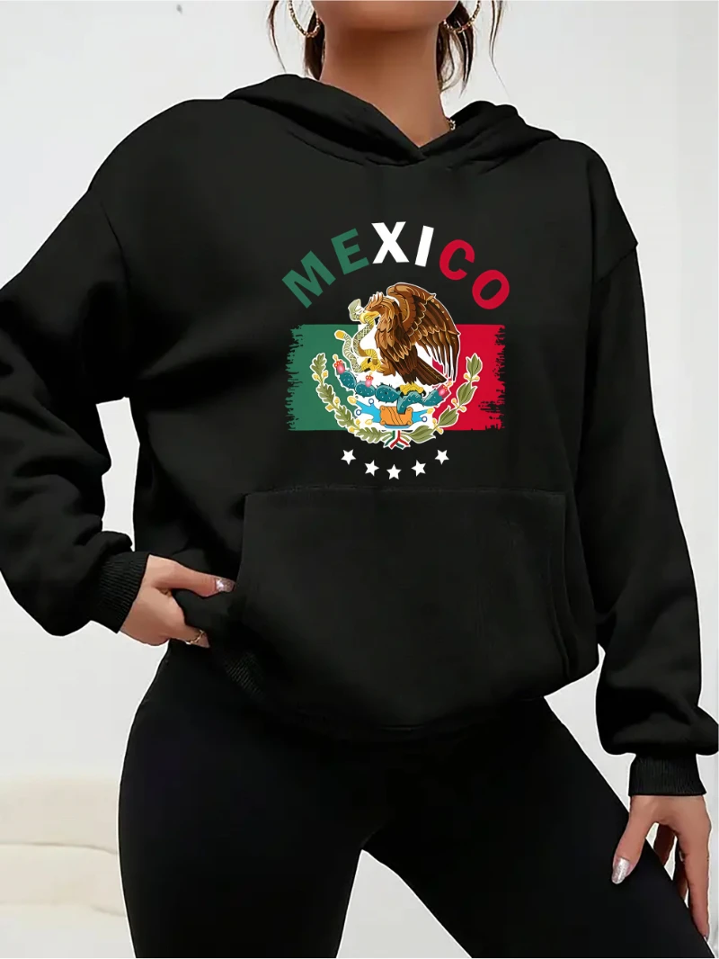 

2025 Autumn and Winter Mexican GraphicPrint Hoodie Knitted Fabric Women Casual High-end Luxury Is for Both Men and Women Top Y2k