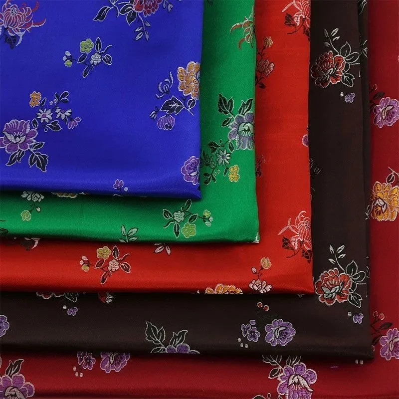 Peony Luxury Jacquard Brocade FabricBy The Meter for Hanfu Clothes Cheongsam Bags Diy Sewing Soft Flower Damask Cloth Green Red