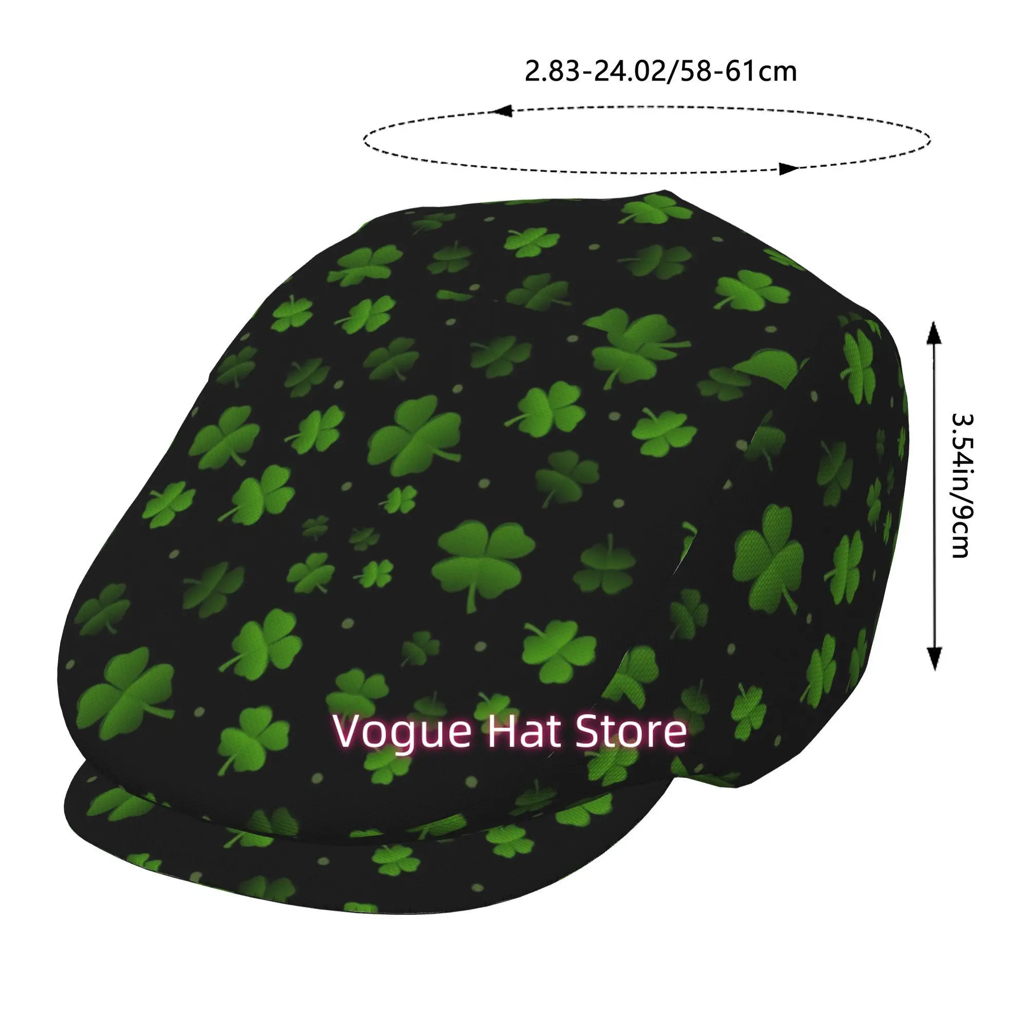 1pc Lucky Clover Shower All-over printed beret,  newsboy cap, unisex, a must-have fashion accessory for outdoor leisure activiti