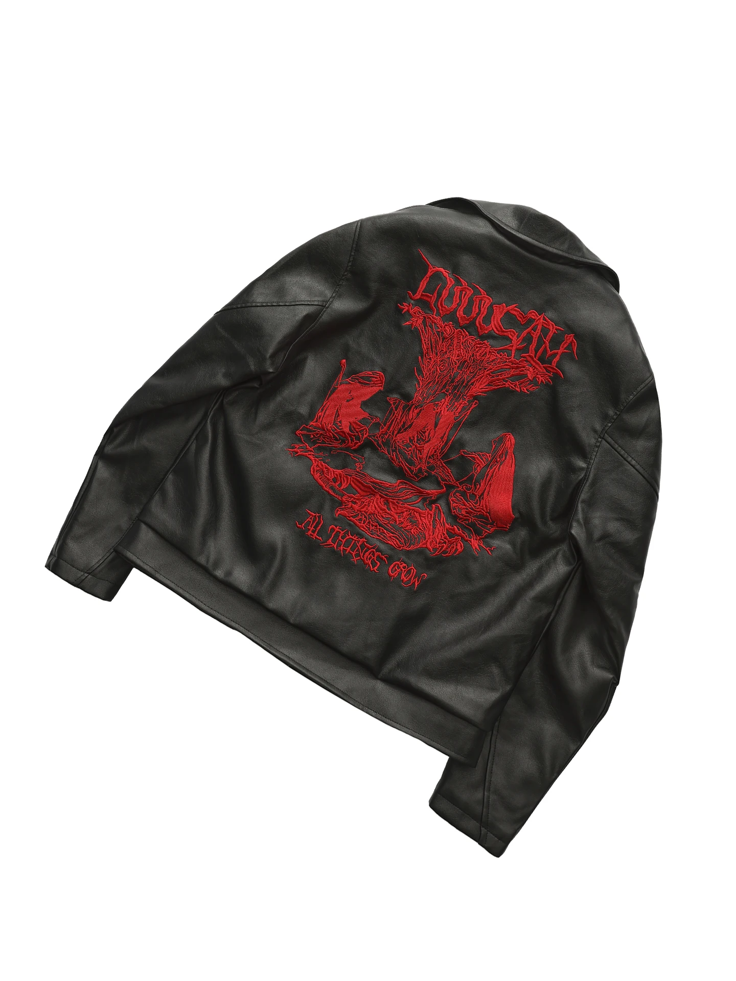 

Luuucam American Sle Embroidered Aircrt Bule ort Wide ape Leather Jaet Fake Rabbit Fur Collar Retro Coat