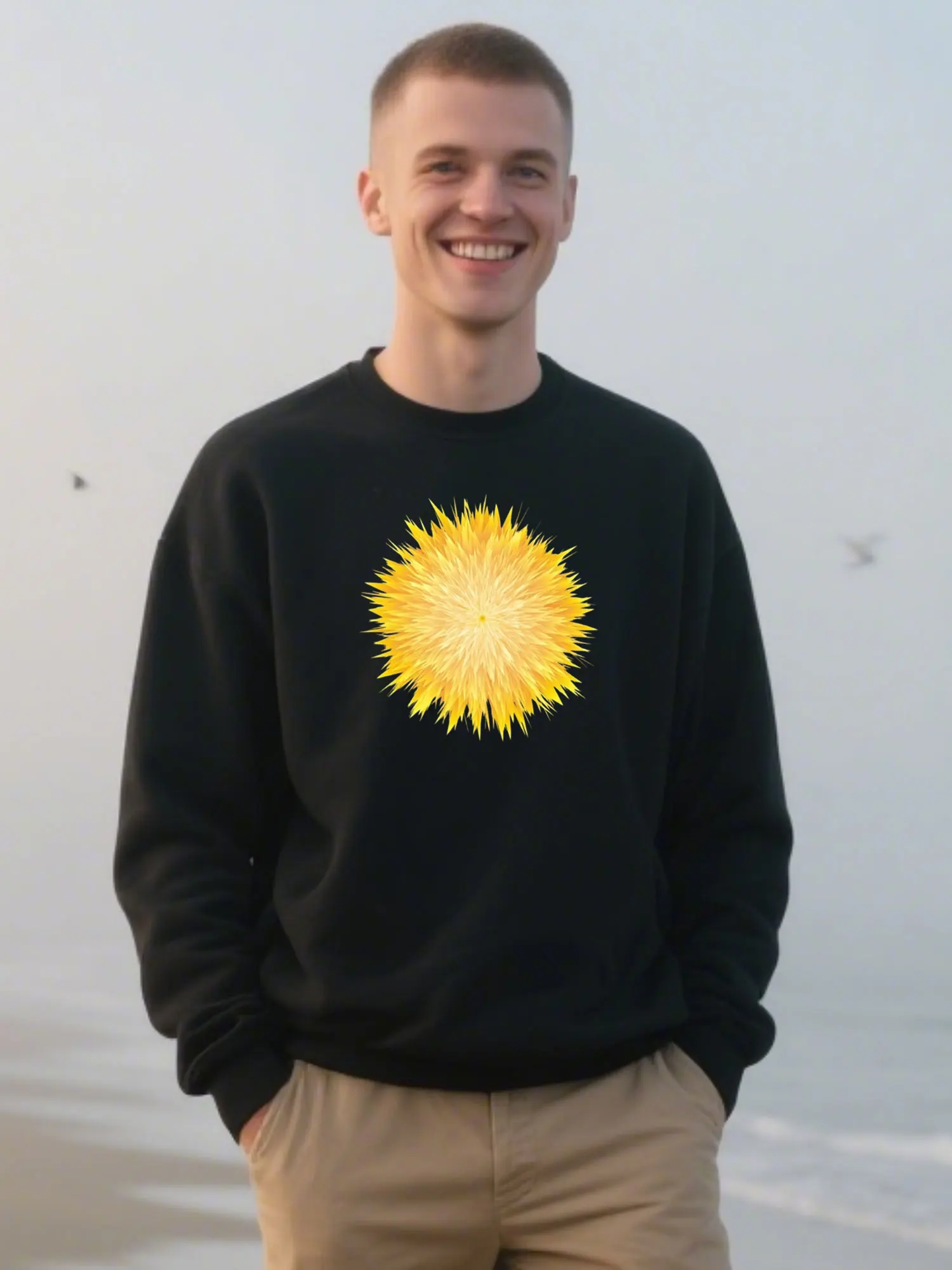 

Radiant Sun Print Comfortable Cotton Crew-Neck Sweatshirt Unisex Classic For Thanksgiving Gifting​